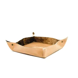 Large Tray - Glossed Cream Leather w/ Lasered Decal