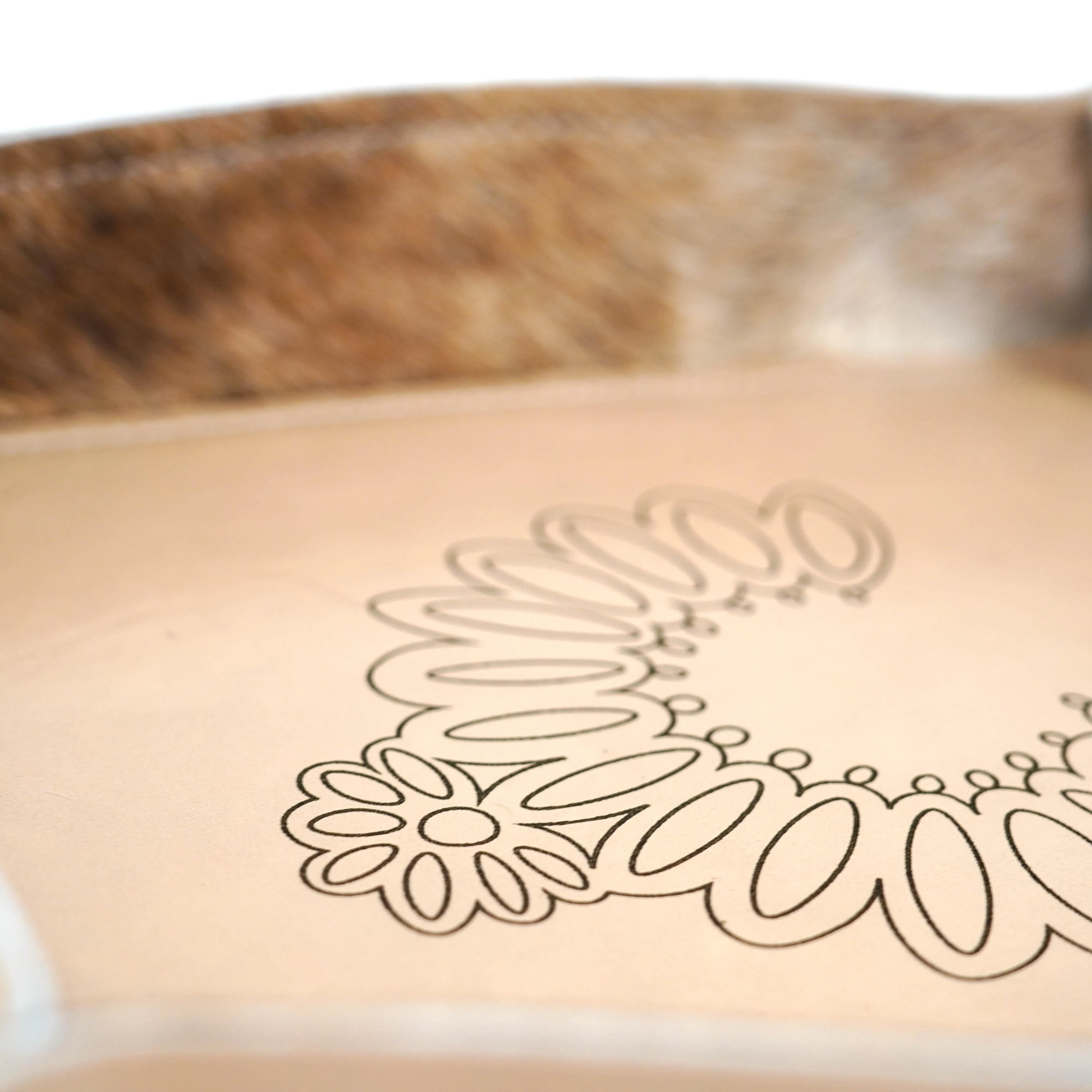 Large Tray - Glossed Cream Leather w/ Lasered Decal