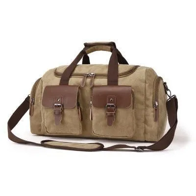Leather and Canvas Duffel Traveling Bag