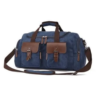 Leather and Canvas Duffel Traveling Bag