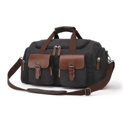 Leather and Canvas Duffel Traveling Bag