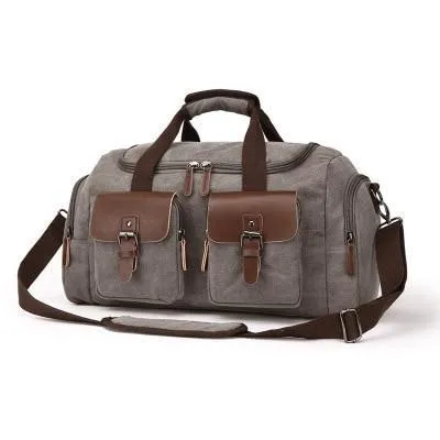 Leather and Canvas Duffel Traveling Bag
