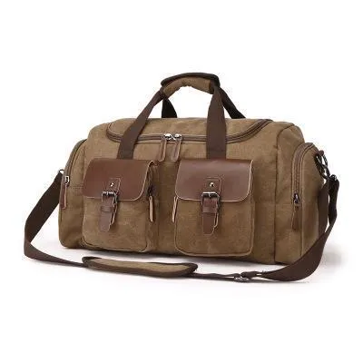Leather and Canvas Duffel Traveling Bag