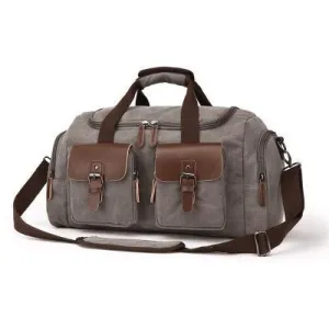 Leather and Canvas Duffel Traveling Bag