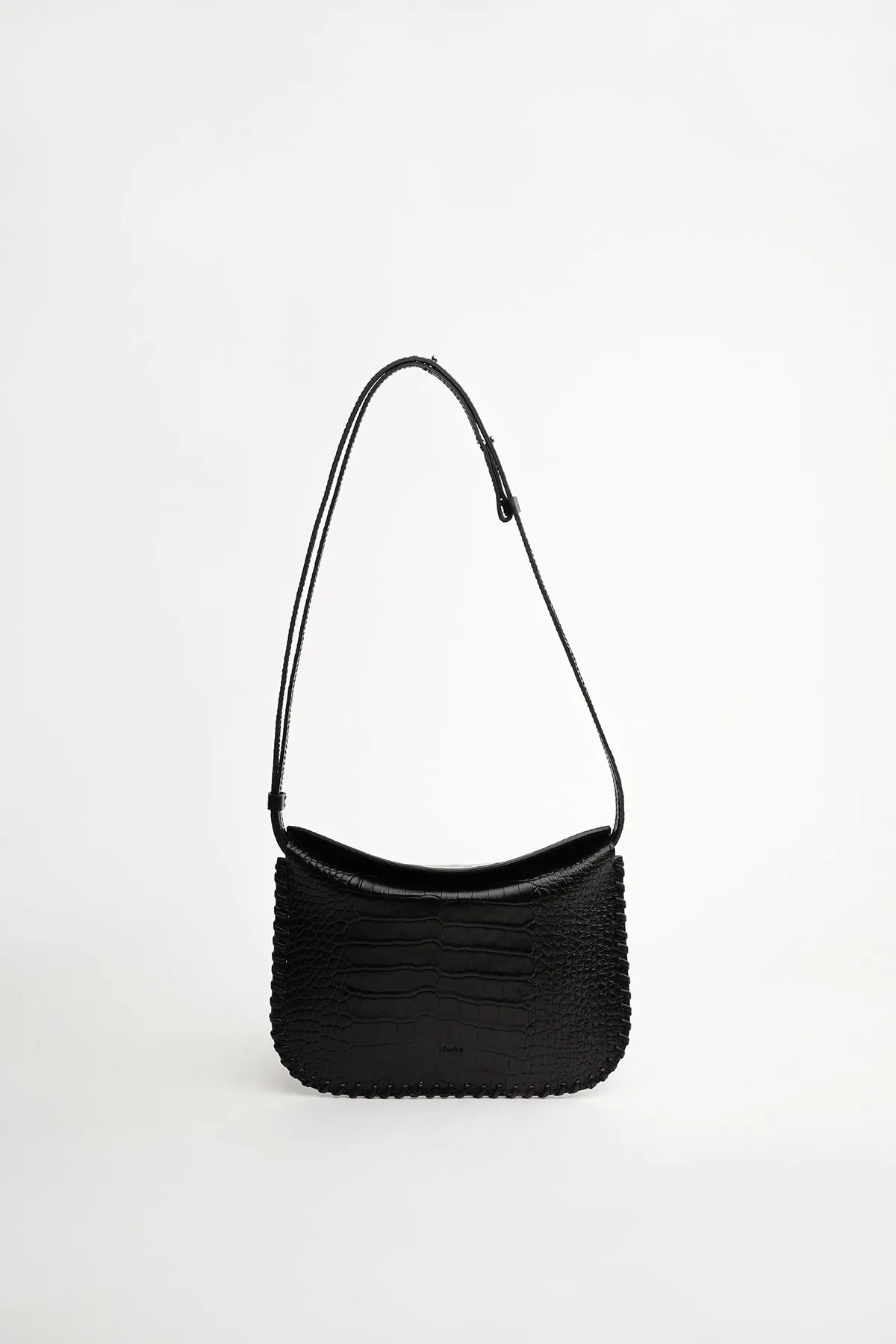 LÉMÉLS - FLAT SQUARE HOBO (BLACK CROCO)
