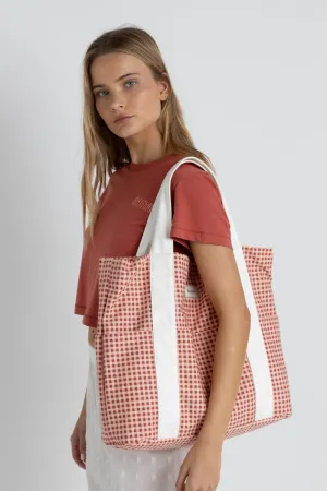 Lola Check Tote Bag Red