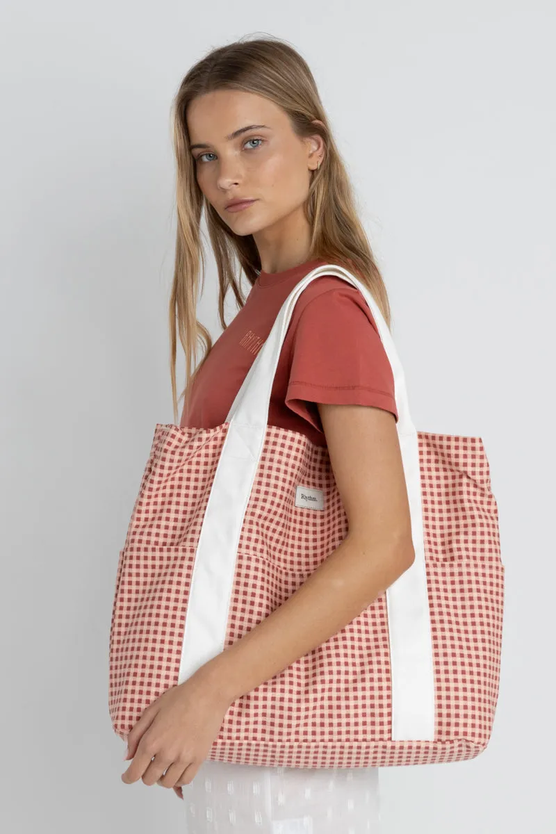 Lola Check Tote Bag Red