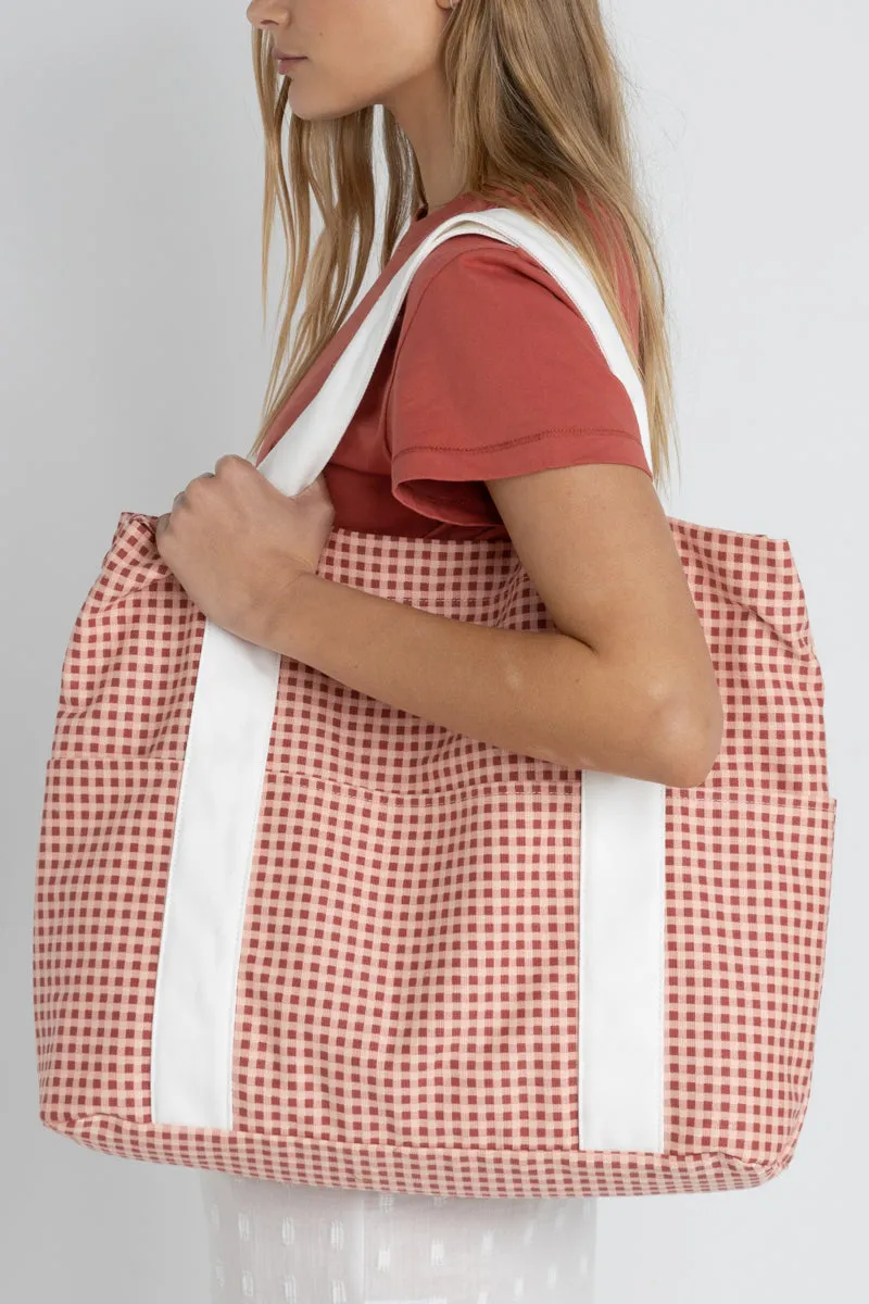 Lola Check Tote Bag Red