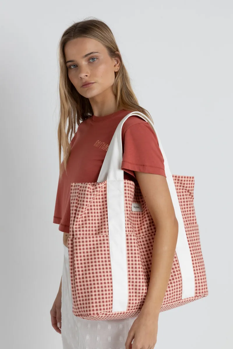 Lola Check Tote Bag Red