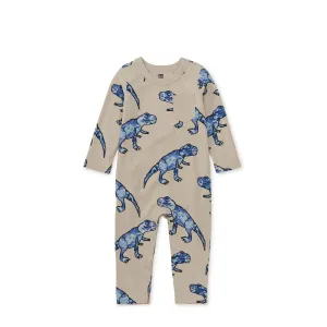 Long Sleeve Pocket Baby Romper - T-rex