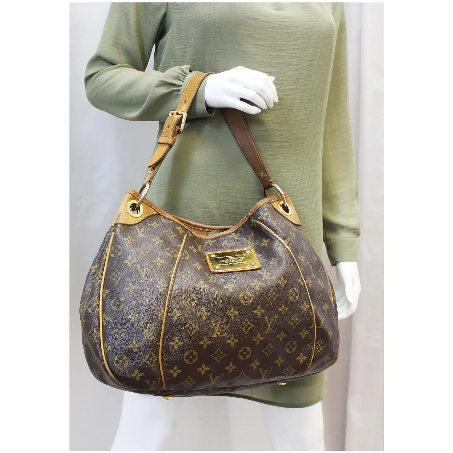 LOUIS VUITTON Galliera PM Monogram Canvas Shoulder Handbag Brown
