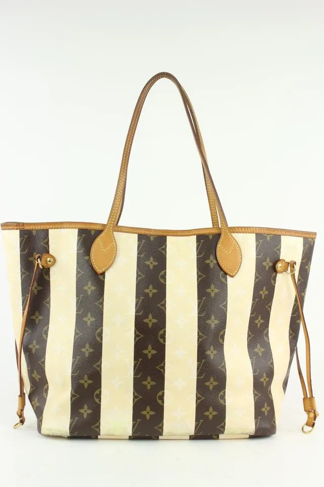 Louis Vuitton Limited Rare Stripe Monogram Rayures Neverfull MM Tote 4LV1019
