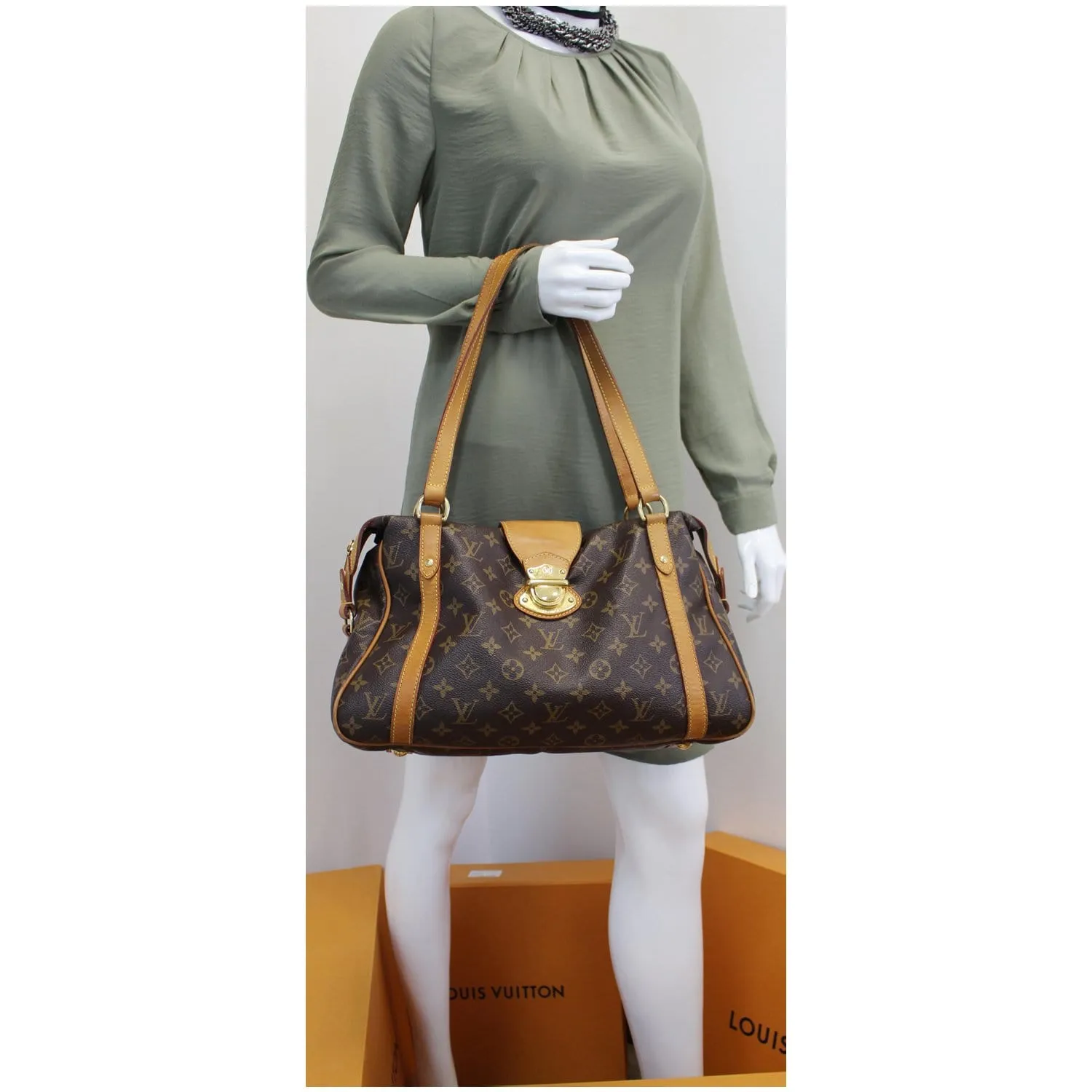 LOUIS VUITTON Stresa PM Monogram Canvas Shoulder Bag Brown