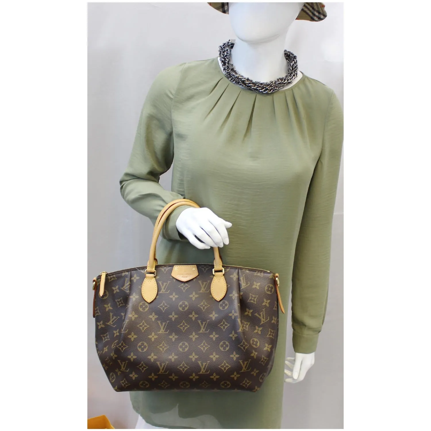LOUIS VUITTON Turenne MM Monogram Canvas 2 Way Shoulder Handbag Brown