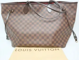 LouisVuitton NEVERFULL GM Brown Damier Ebène Canvas Shopping Tote Bag Authentic