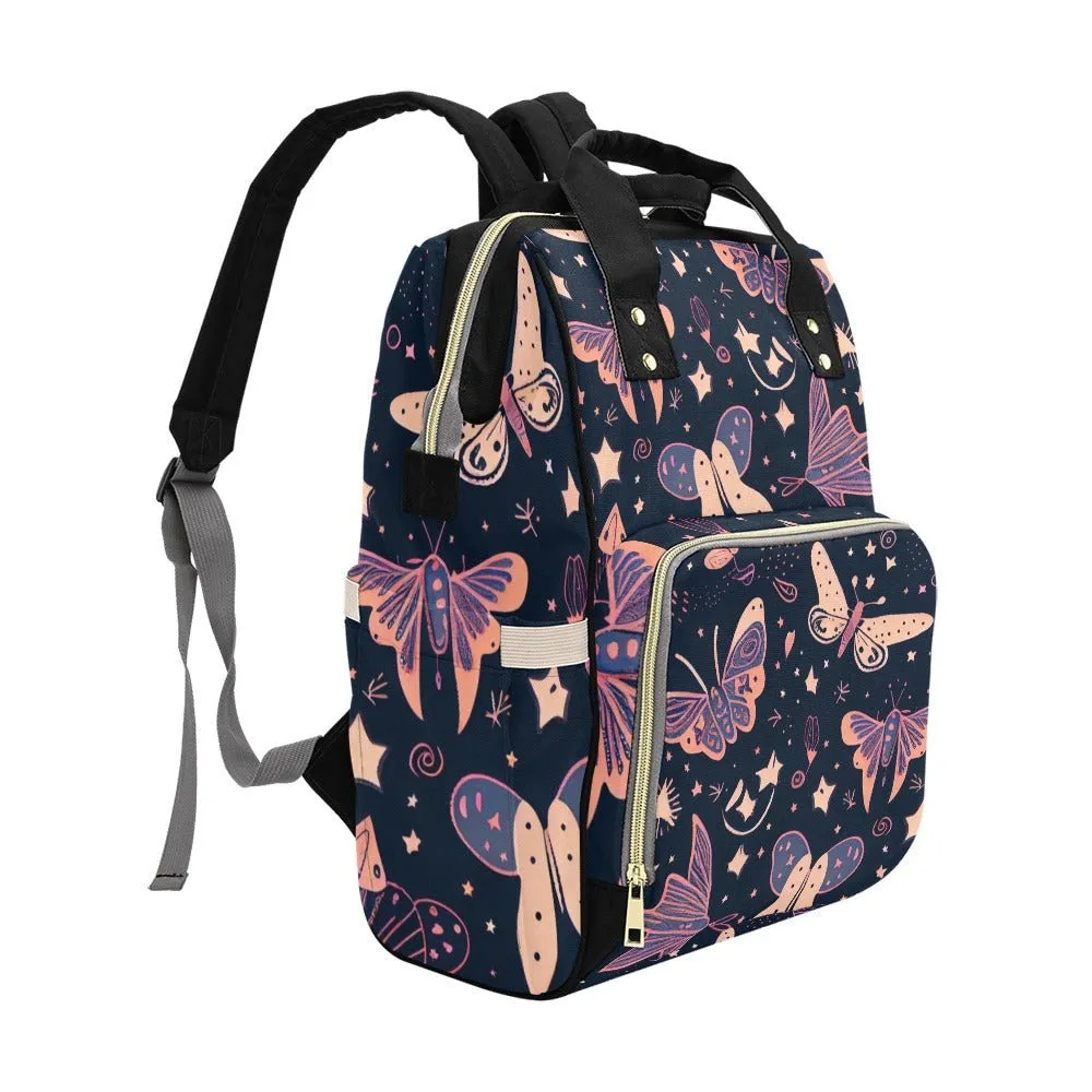 Magic Butterflies Diaper Bag Backpack Celestial Goth Baby Shower Gift Idea Insulated Travel Bottle Cooler Boho Moms Dads New Parents Newborn