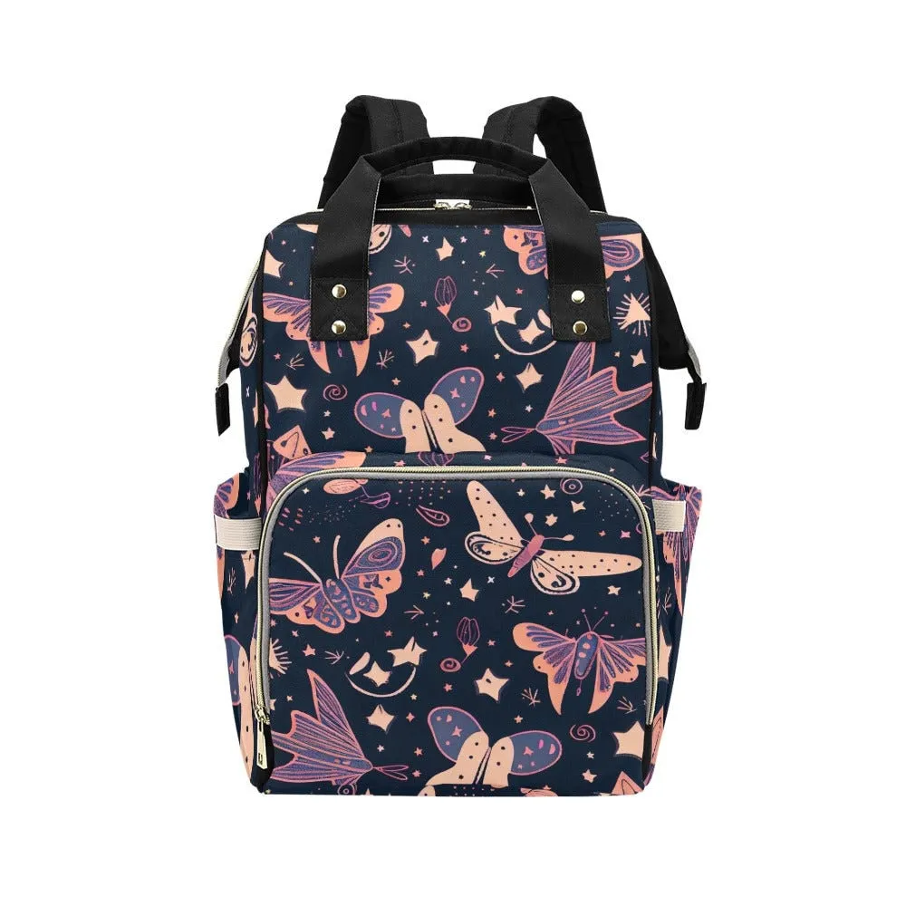 Magic Butterflies Diaper Bag Backpack Celestial Goth Baby Shower Gift Idea Insulated Travel Bottle Cooler Boho Moms Dads New Parents Newborn