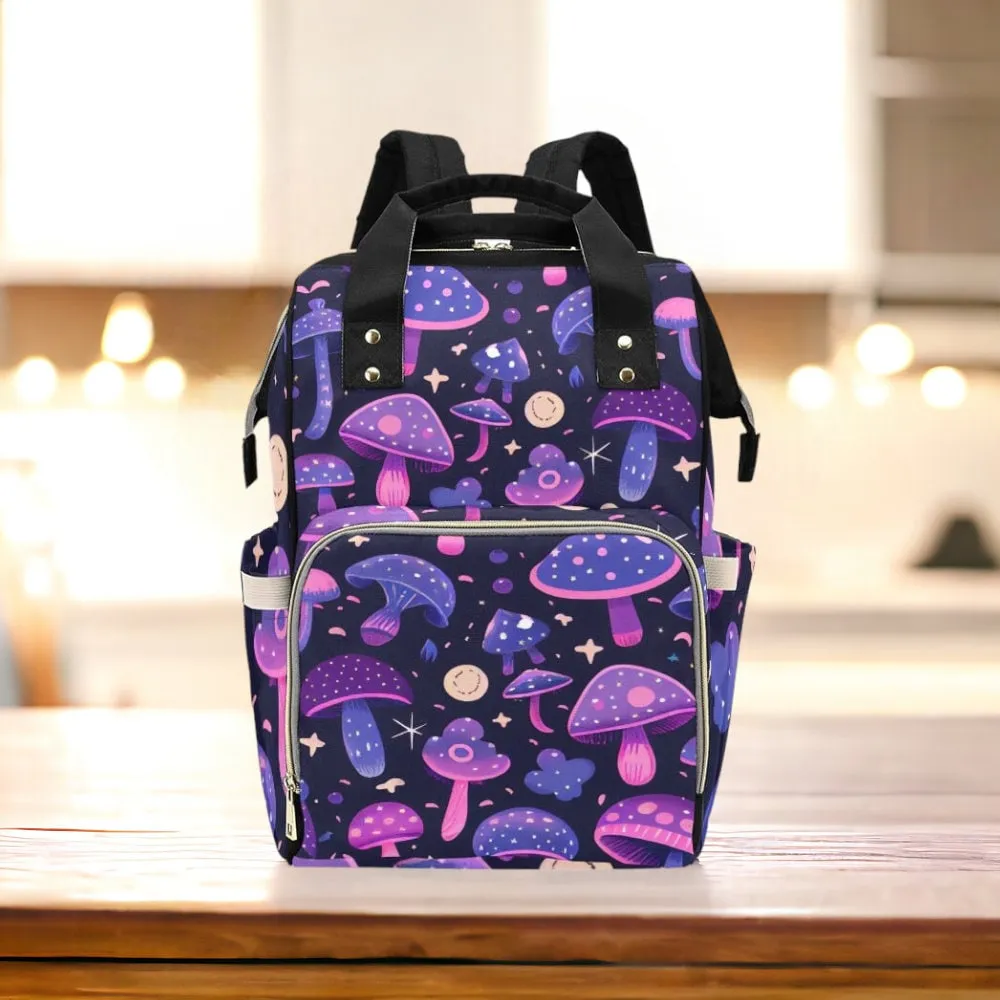Magic Mushroom Diaper Bag Backpack Witchy Goth Baby Shower Gift Idea Insulated Travel Bottle Cooler Boho Moms Dads New Parents Newborn