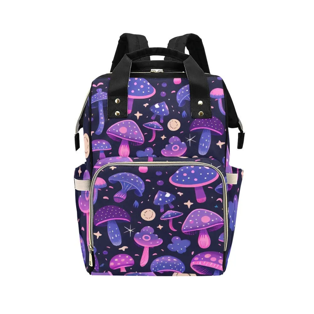 Magic Mushroom Diaper Bag Backpack Witchy Goth Baby Shower Gift Idea Insulated Travel Bottle Cooler Boho Moms Dads New Parents Newborn