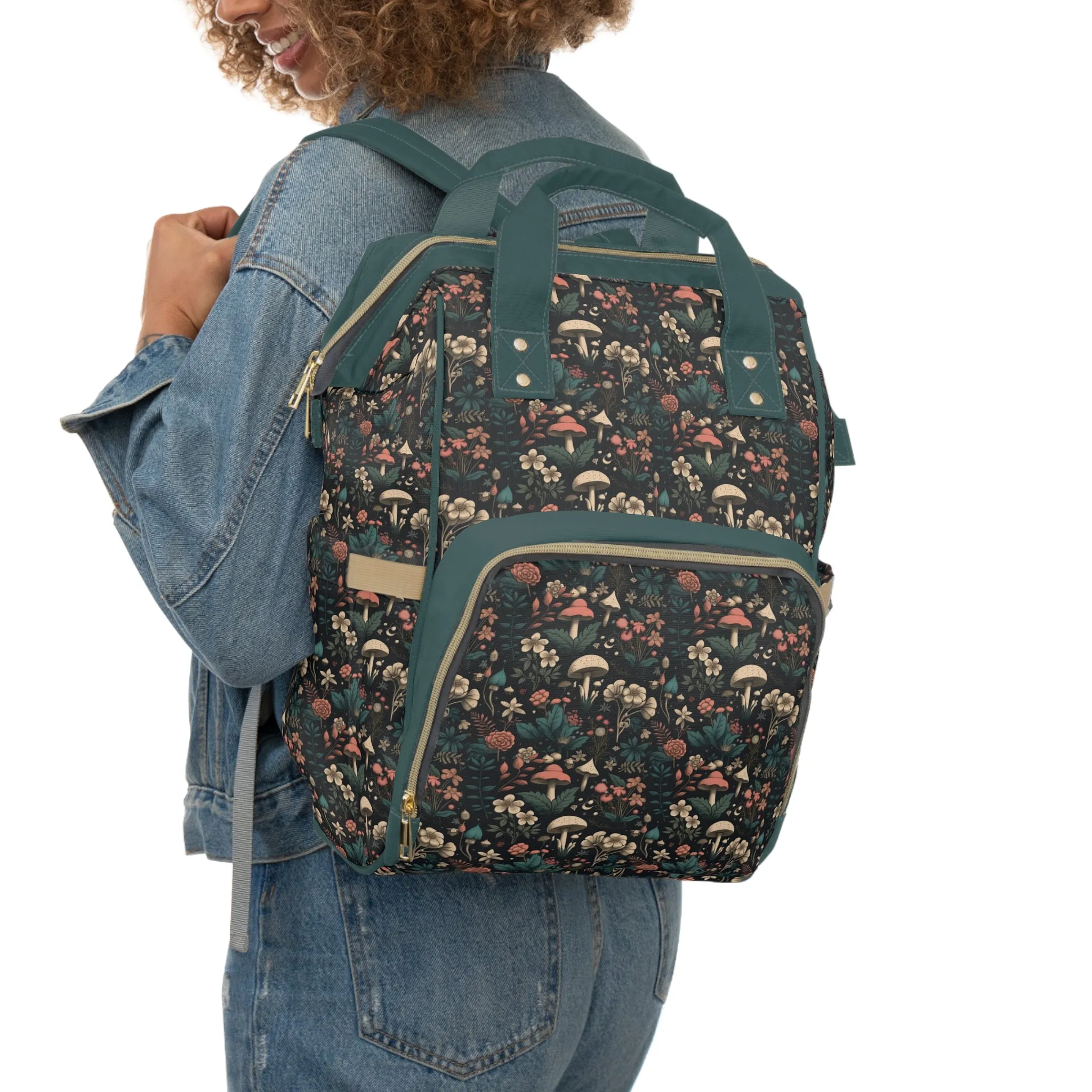Magical Mushroom Diaper Backpack - Unique Nature-Inspired Nappy Bag for Eco-Conscious Parents, Organized & Multifunctional Baby Bag
