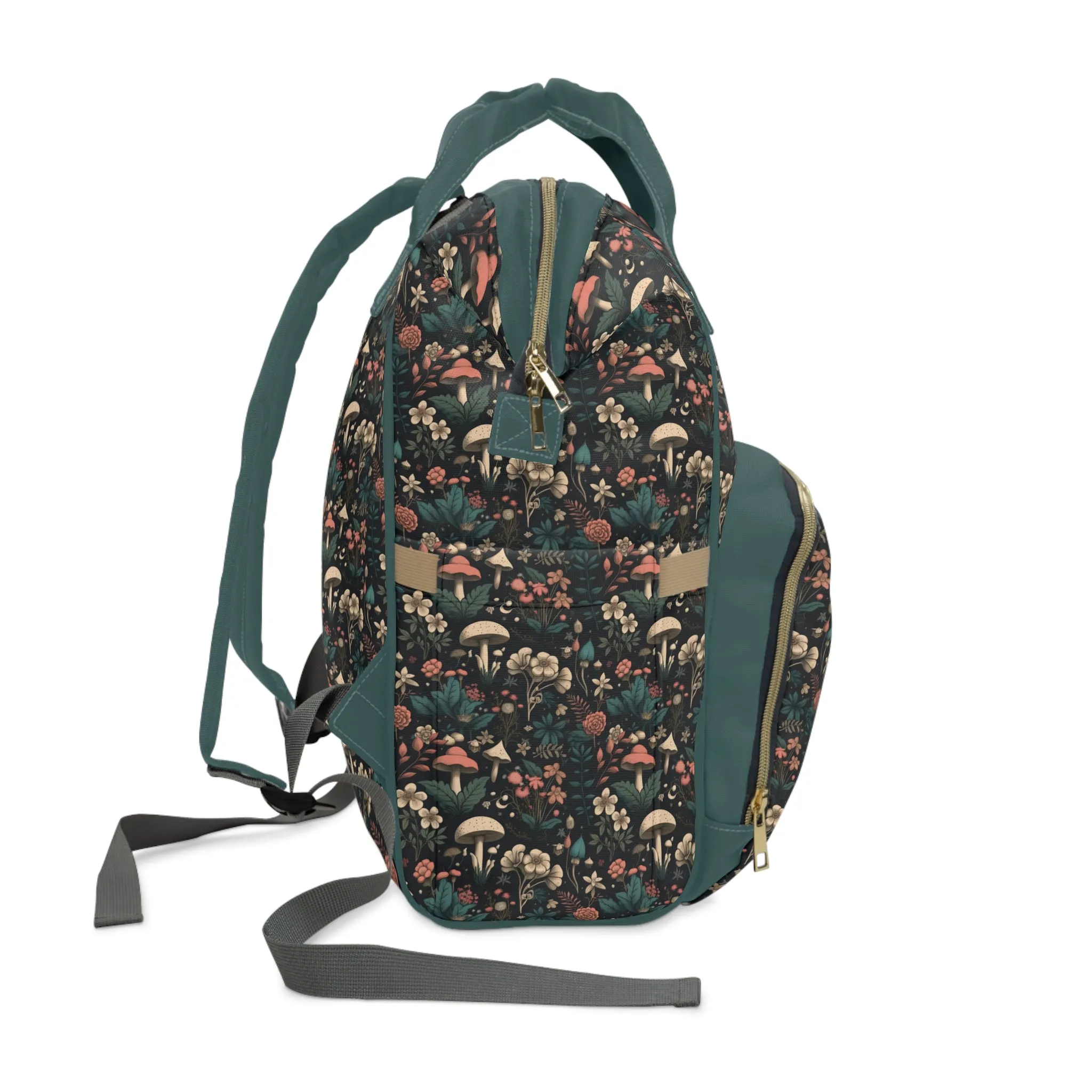 Magical Mushroom Diaper Backpack - Unique Nature-Inspired Nappy Bag for Eco-Conscious Parents, Organized & Multifunctional Baby Bag