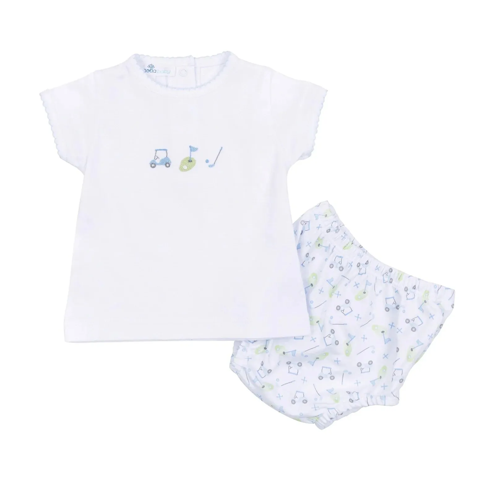 Magnolia Baby Tiny Tee Time Emb Diaper Cover