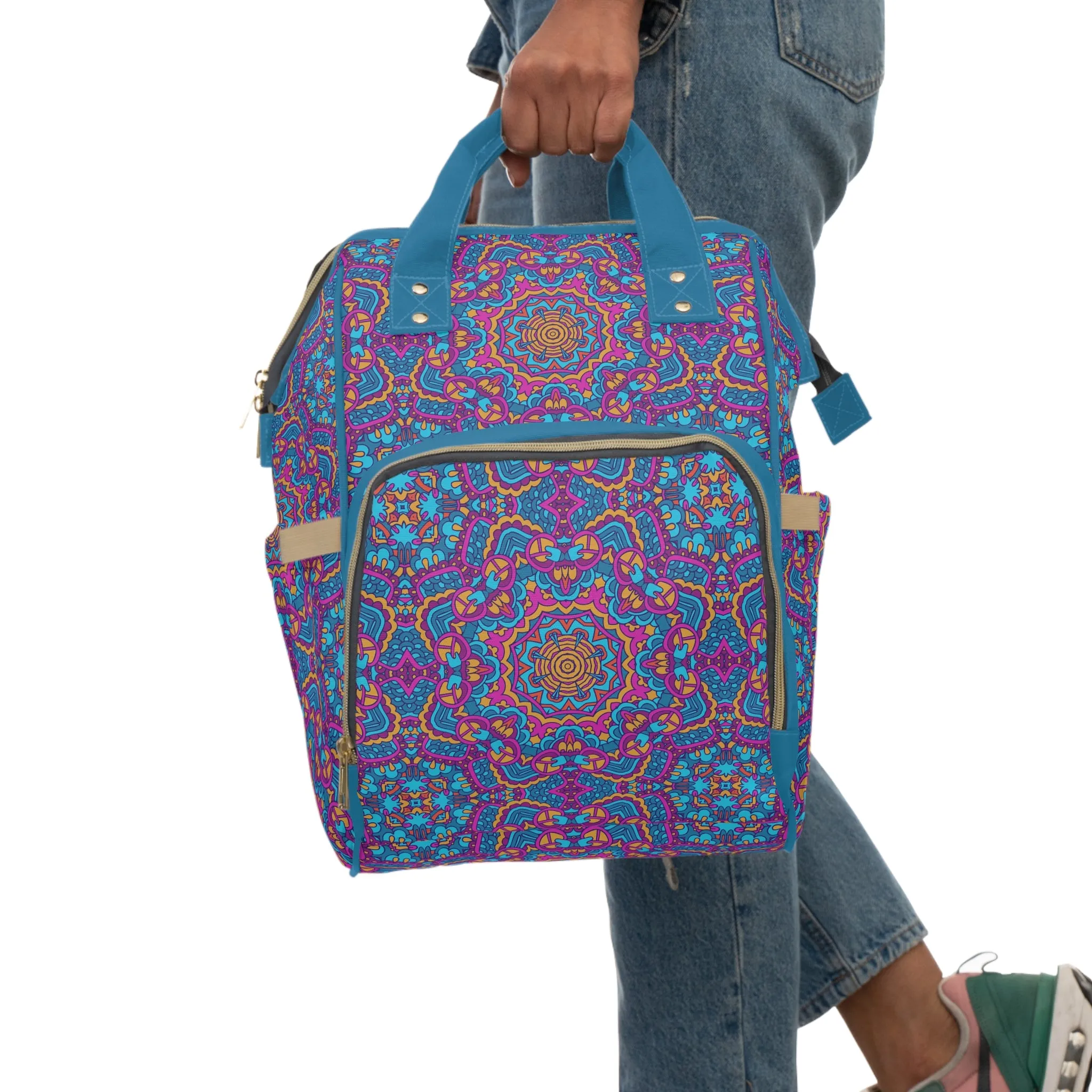 Mandala Diaper Backpack - Artistic & Multifunctional Baby Bag with Mandala Patterns, Ideal for Stylish Parents