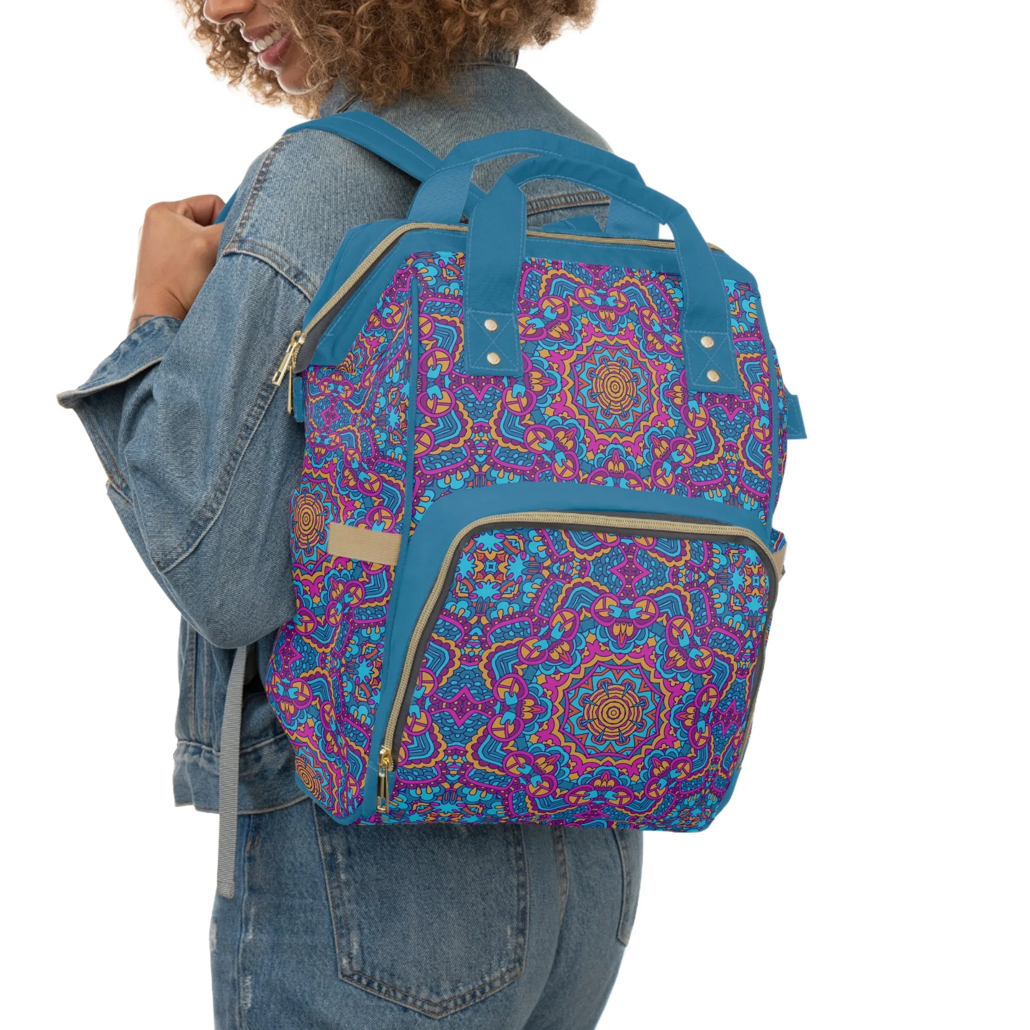 Mandala Diaper Backpack - Artistic & Multifunctional Baby Bag with Mandala Patterns, Ideal for Stylish Parents