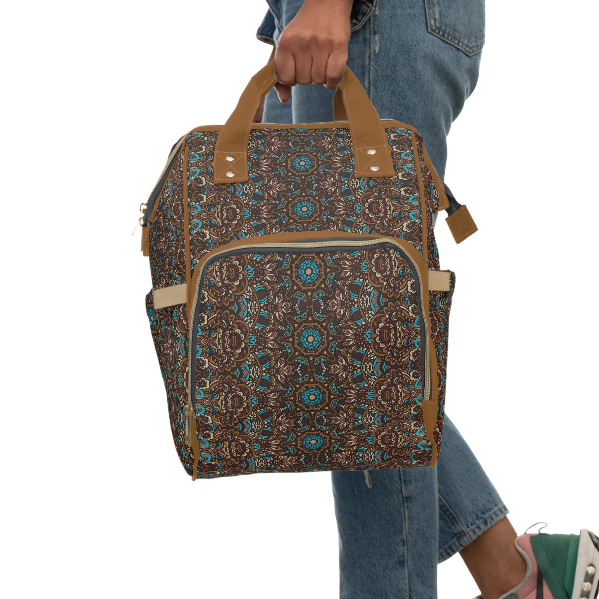 Mandala Diaper Backpack - Artistic & Multifunctional Baby Bag with Mandala Patterns, Ideal for Stylish Parents