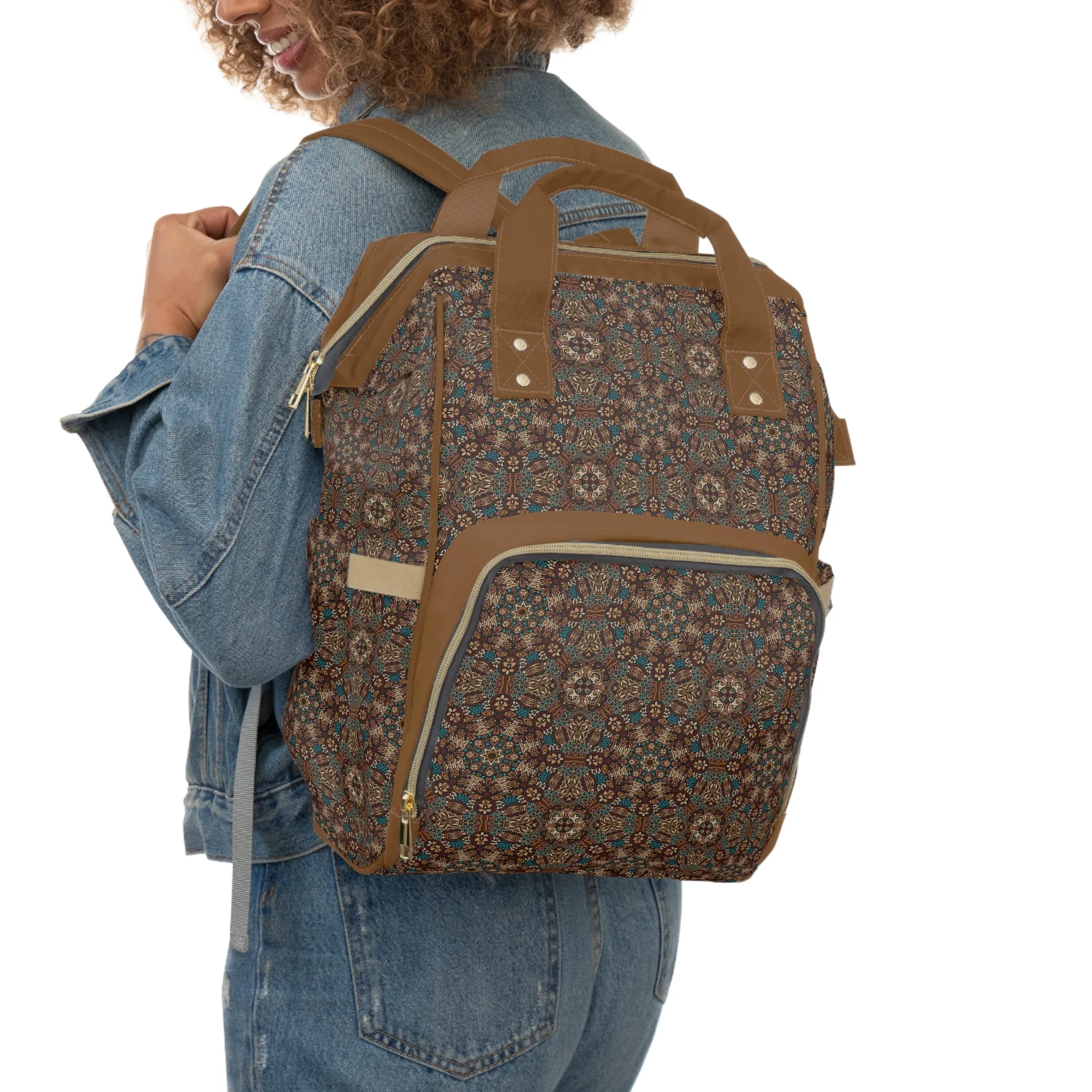 Mandala Diaper Backpack - Artistic & Multifunctional Baby Bag with Mandala Patterns, Ideal for Stylish Parents
