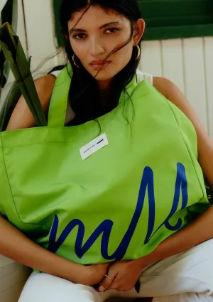 Marche X Mavi M Logo Printed Green Shopper Bag