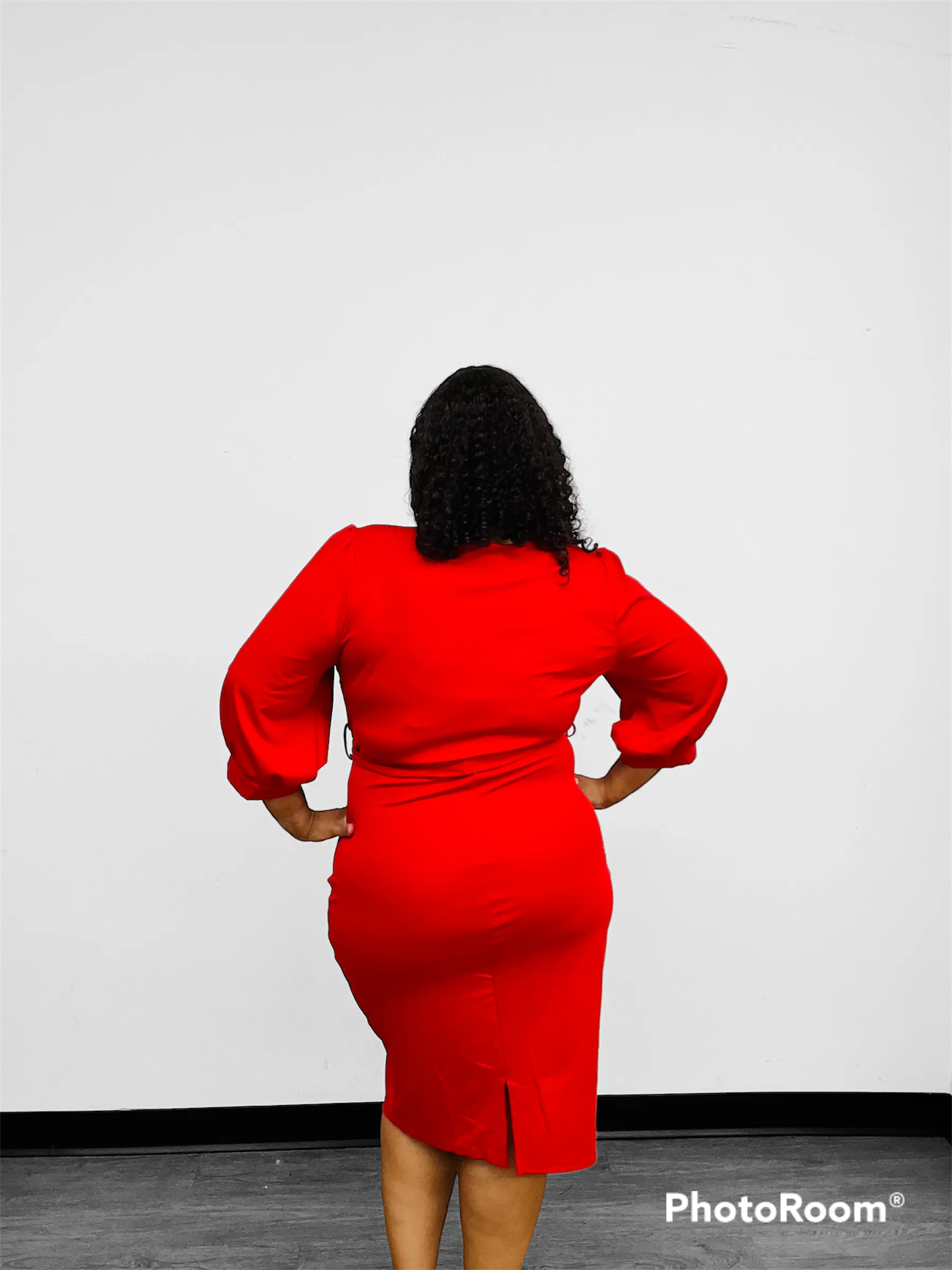 Mary L Plus Red Faux Wrap Dress