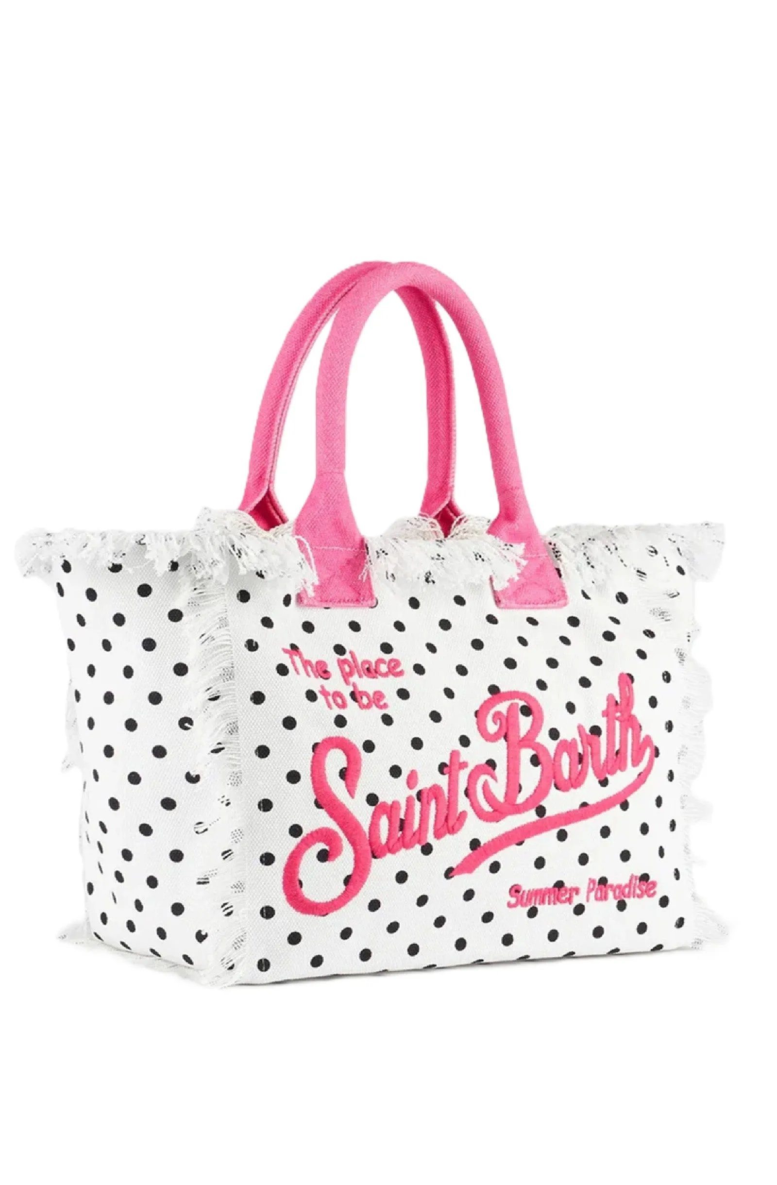 MC2 SAINT BARTH Vanity Polka Dots Cotton Canvas Tote Bag
