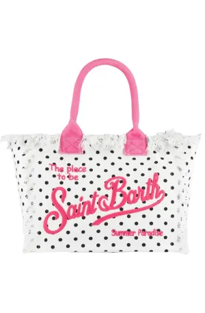 MC2 SAINT BARTH Vanity Polka Dots Cotton Canvas Tote Bag