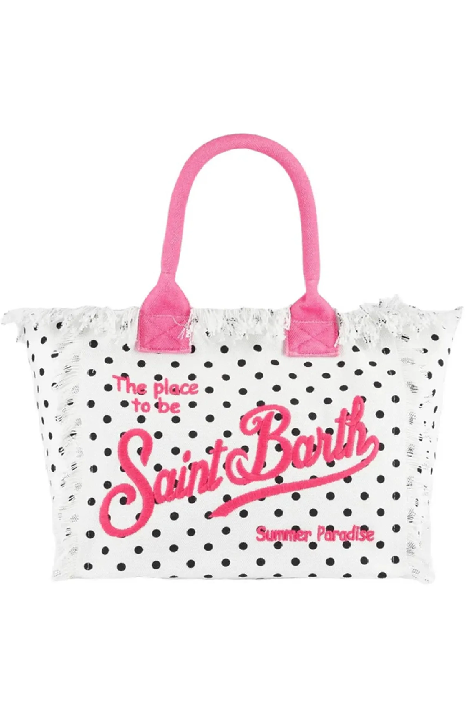 MC2 SAINT BARTH Vanity Polka Dots Cotton Canvas Tote Bag