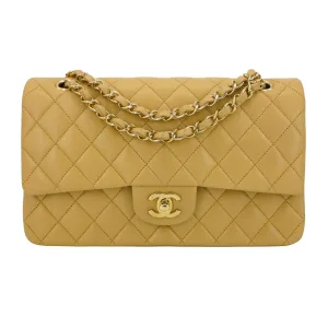 Medium Classic Double Flap Bag in Dark Beige Lambskin