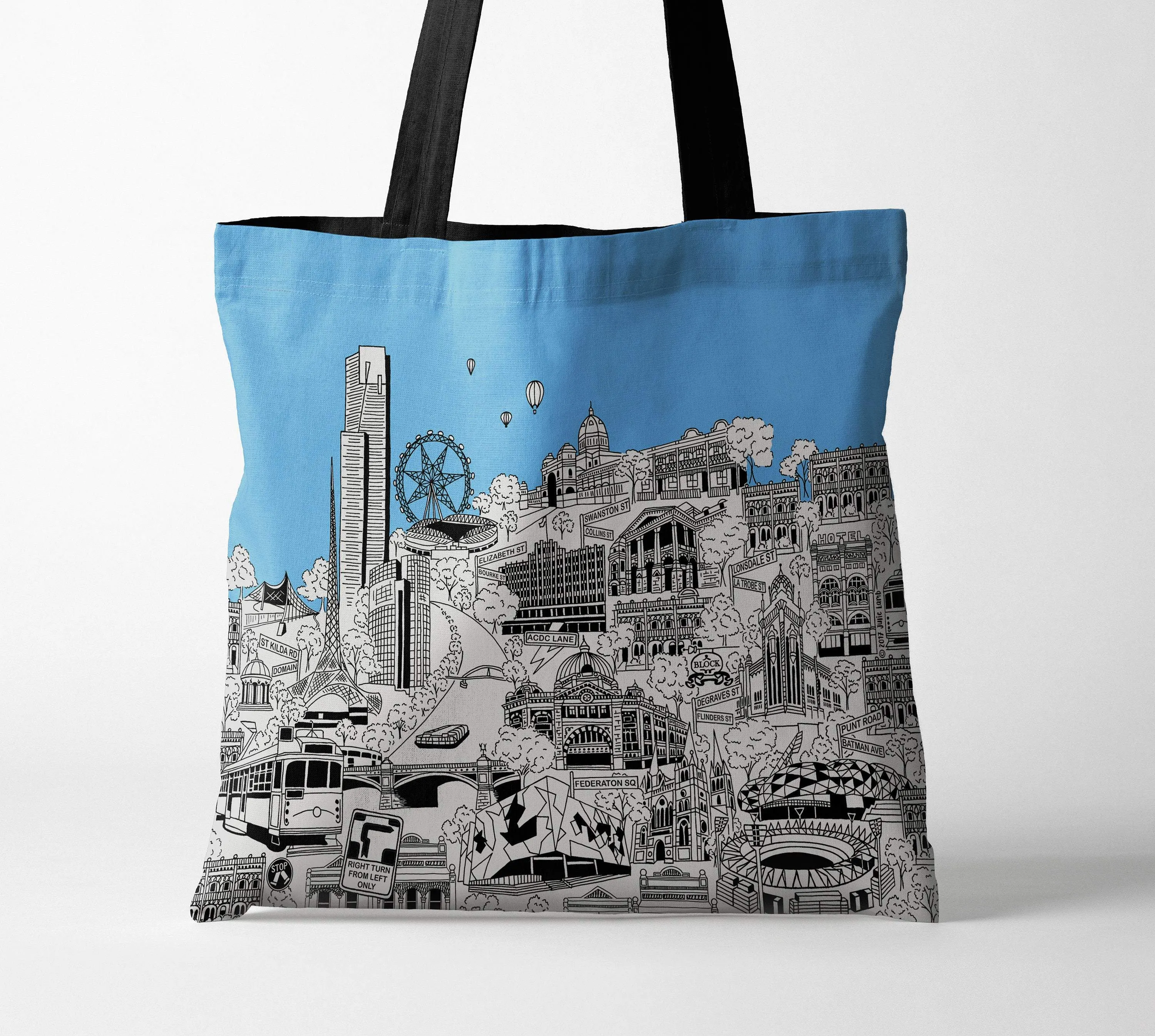 Melbourne CIty Illustration Printed Tote Bag