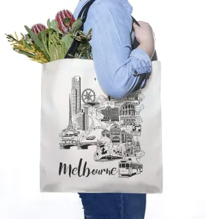 Melbourne City Screen Printed Tote Bag