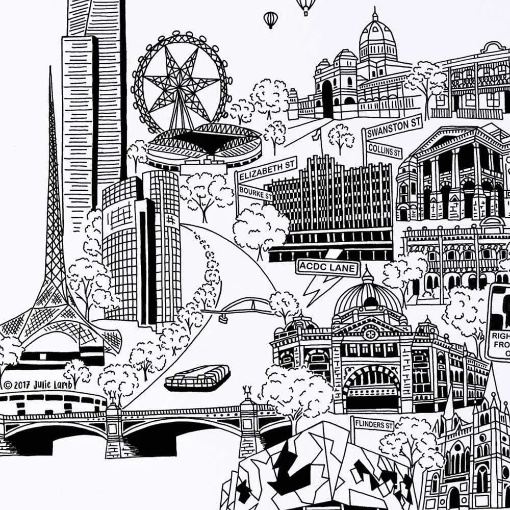 Melbourne City Screen Printed Tote Bag