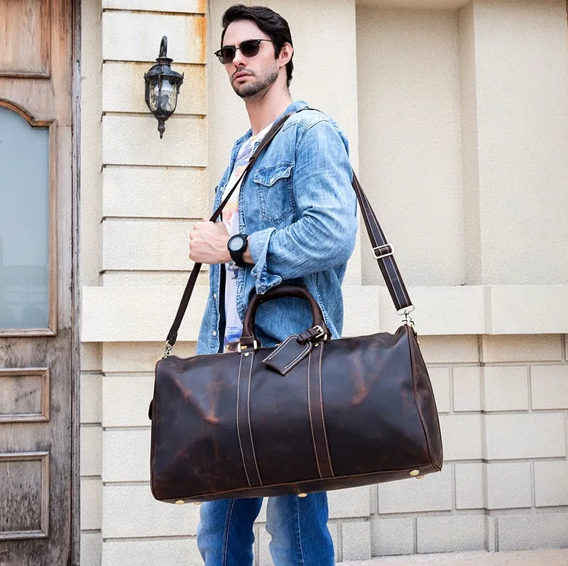 Men/Women Genuine Leather Duffel Bag