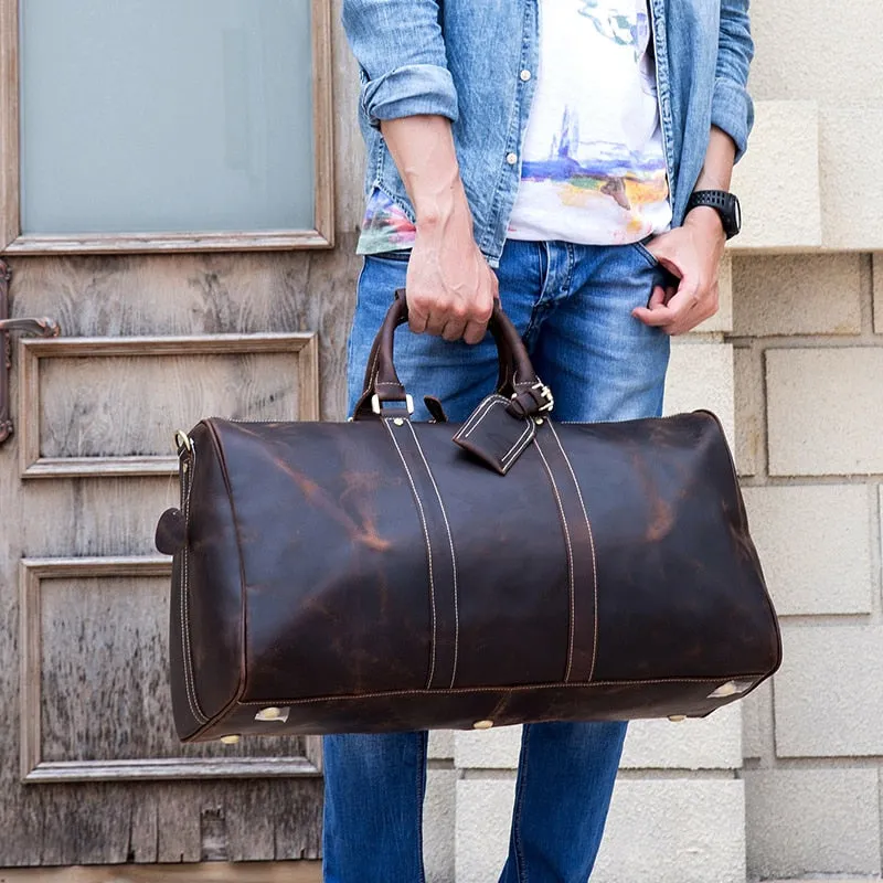Men/Women Genuine Leather Duffel Bag