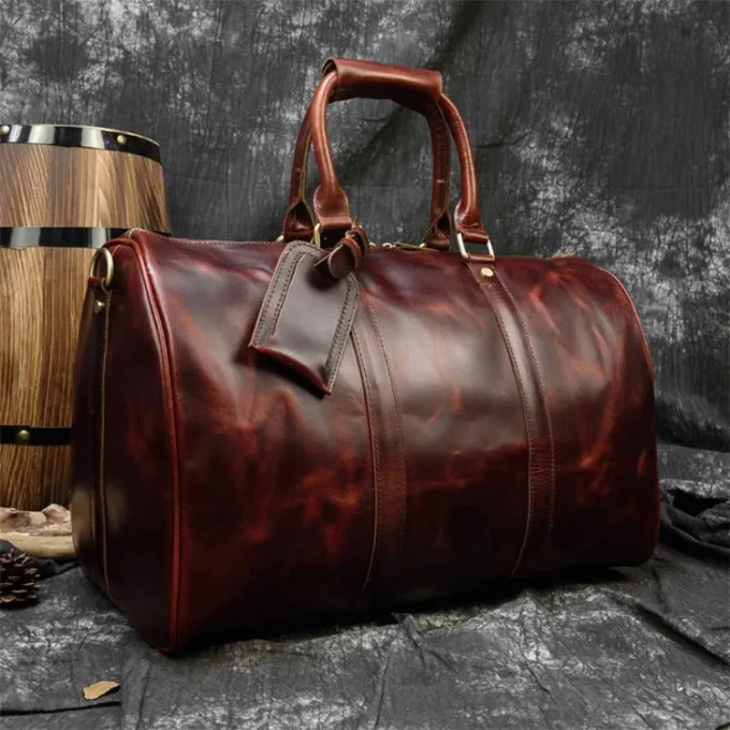 Men/Women Genuine Leather Duffel Bag