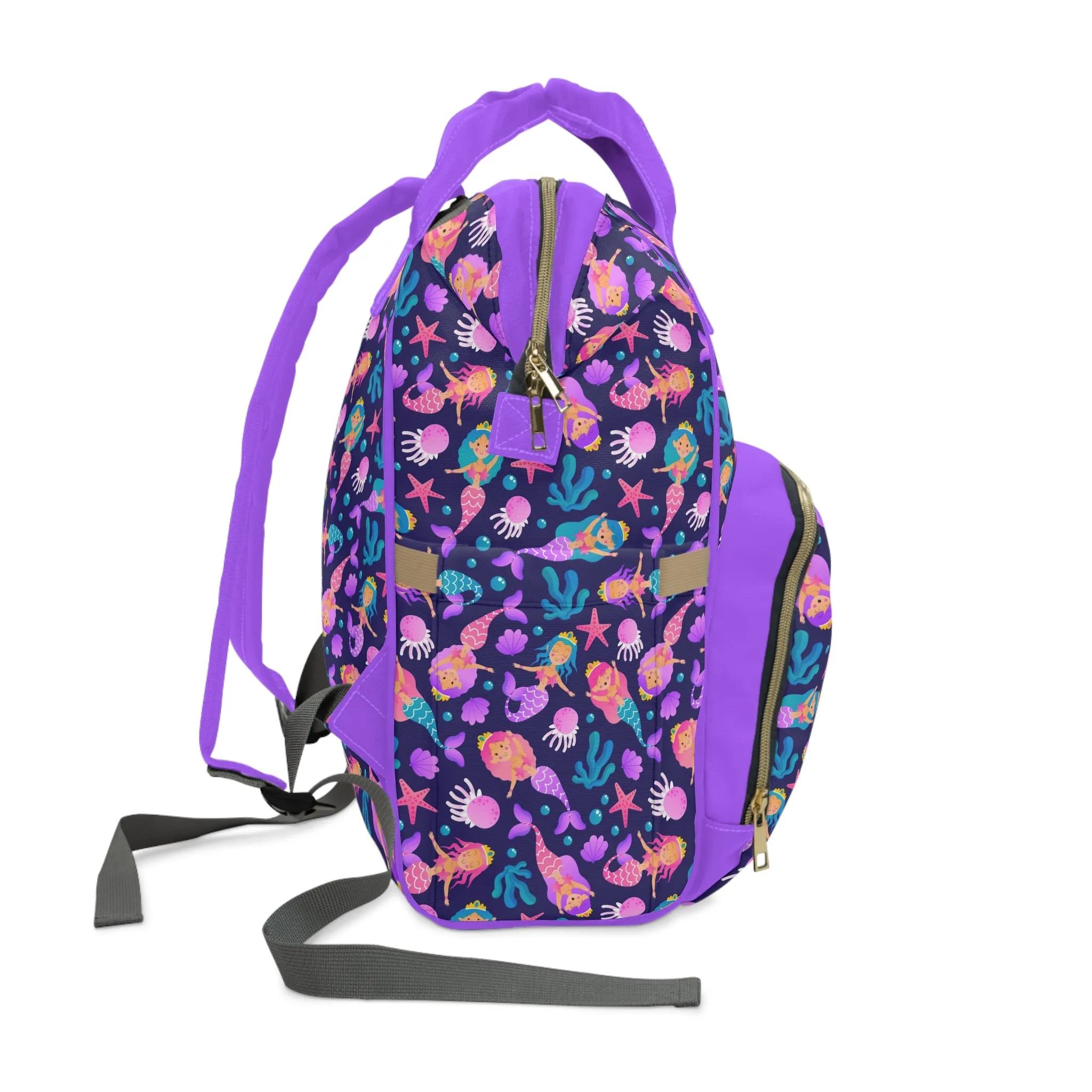 Mermaid Diaper Backpack - Magical & Multifunctional Nappy Bag with Ocean-Inspired Mermaid Patterns