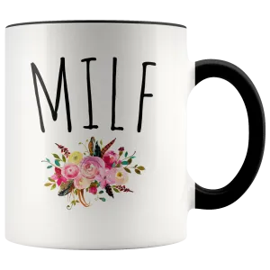 MILF Mug Mom Gag Gift Funny Wife Gifts for Mother's Day Floral Coffee Cup