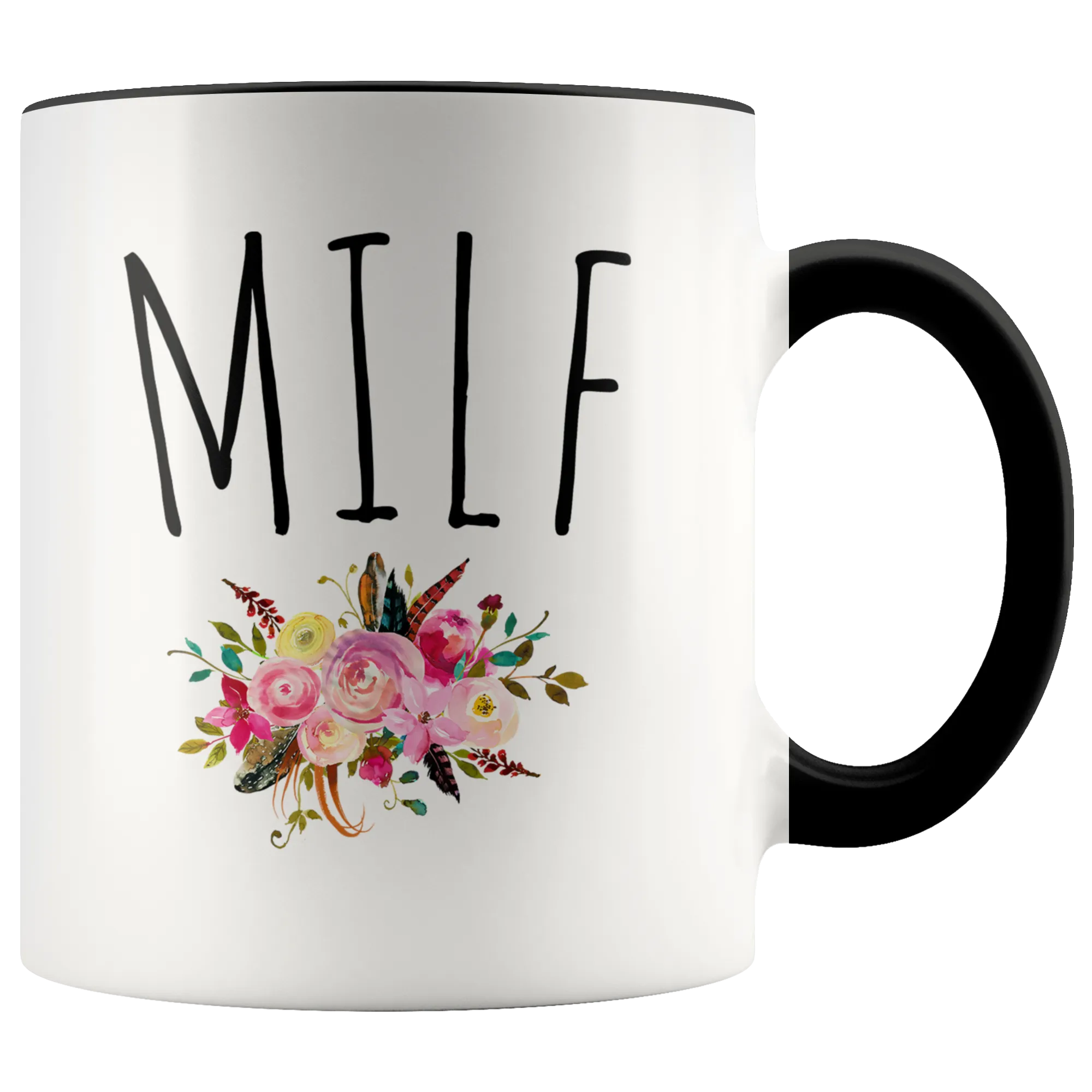 MILF Mug New Mom Gag Gift Funny Wife Gifts for Mother's Day Floral Coffee Cup