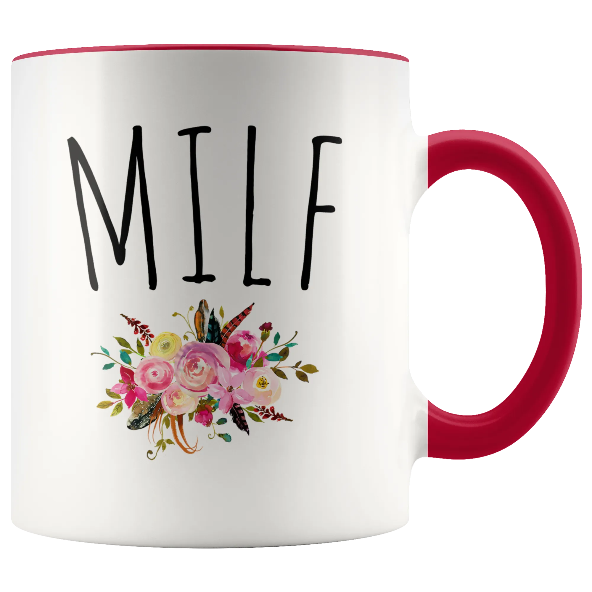 MILF Mug New Mom Gag Gift Funny Wife Gifts for Mother's Day Floral Coffee Cup