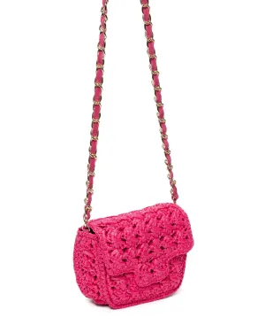 Mini Lucrezia Raffia Bag Hot Pink