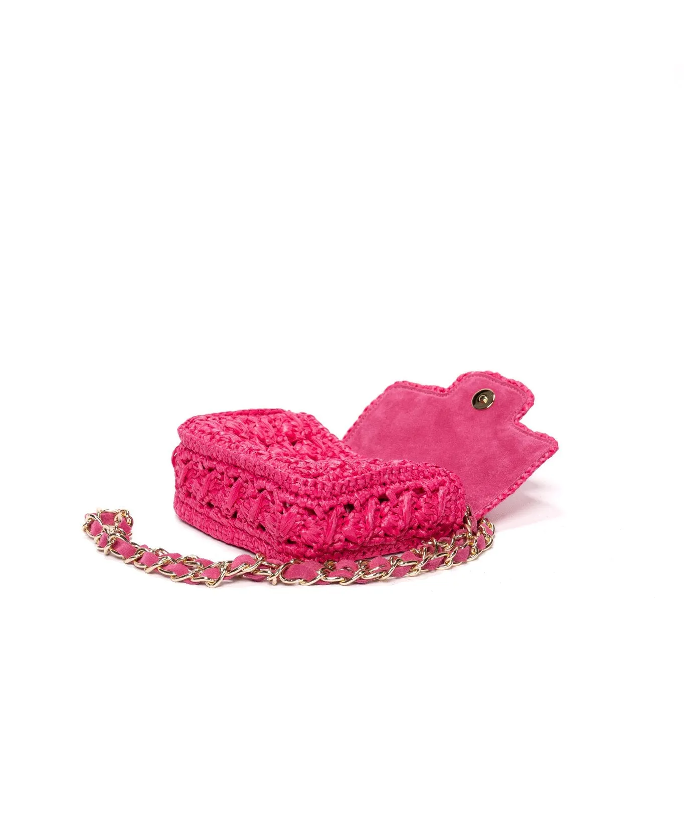 Mini Lucrezia Raffia Bag Hot Pink