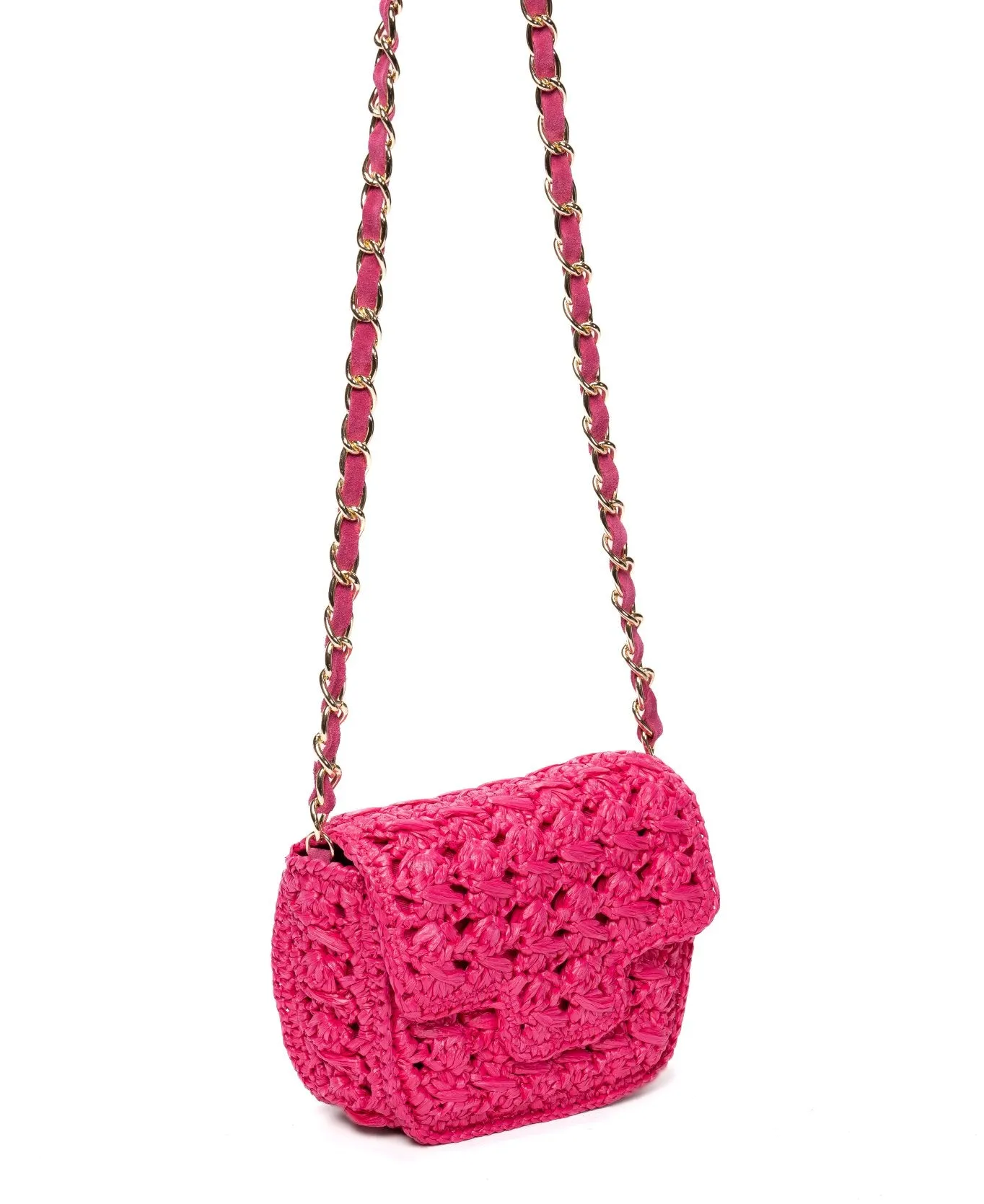 Mini Lucrezia Raffia Bag Hot Pink