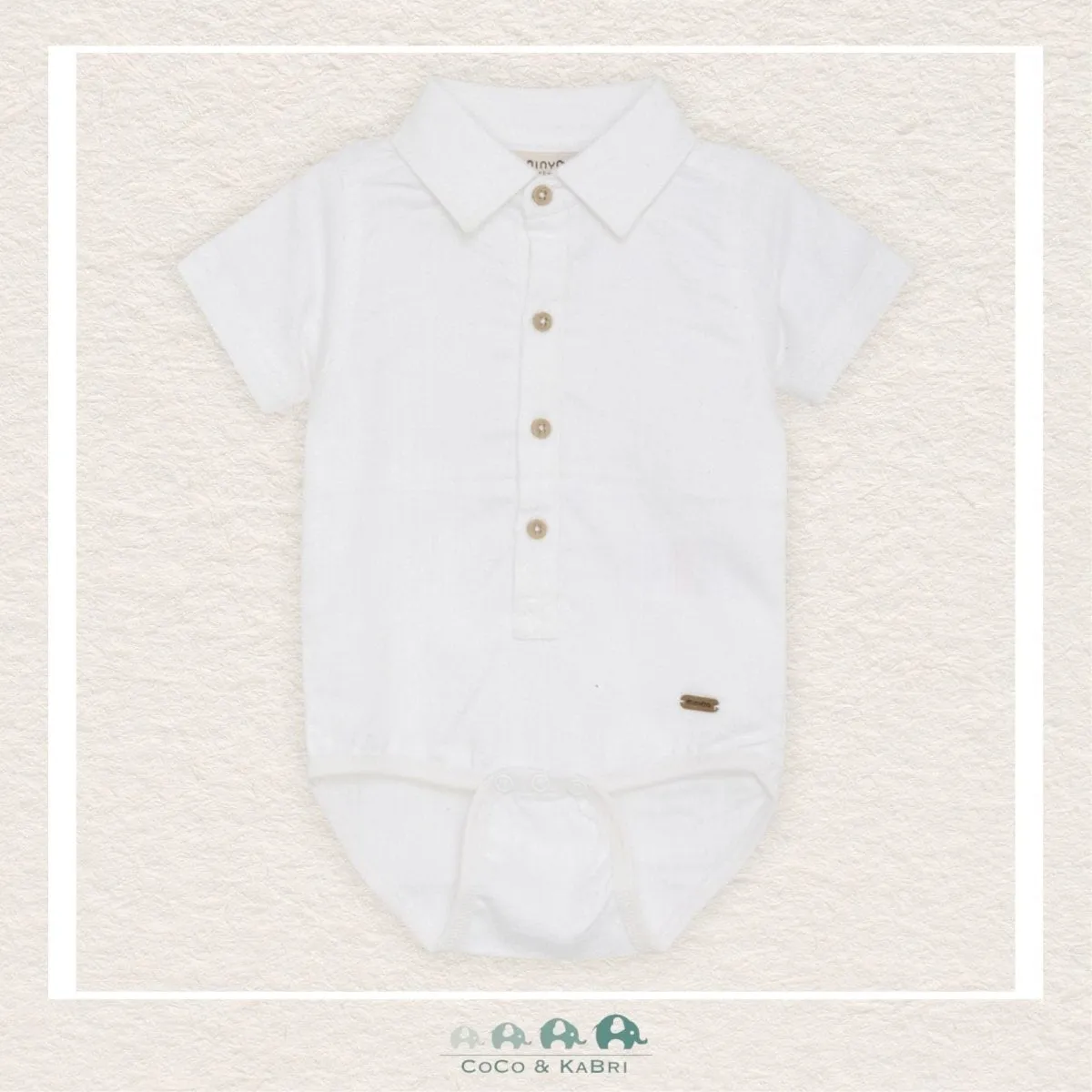 Minymo: Baby Boy White Polo Diaper Shirt